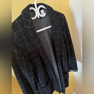 H&M black and white plaid blazer size 8